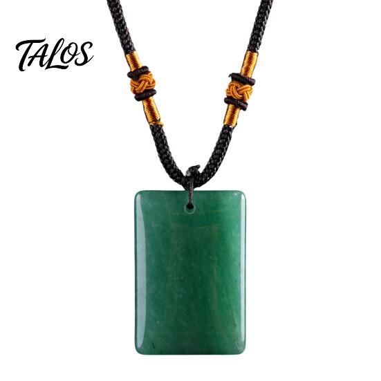 Healing Energy Stone Necklace Natural Crystal Pendant Necklace, with Adjustable Braided Rope, Polished Fake Gemstone Jewelry for Men Women