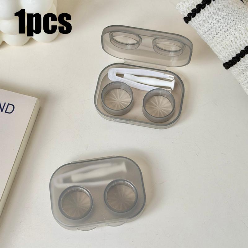 1-5pc Transparent Contact Lens Case Macaron Colors Contacts Storage Box with Tweezers Portable Beauty Pupil Travel Container