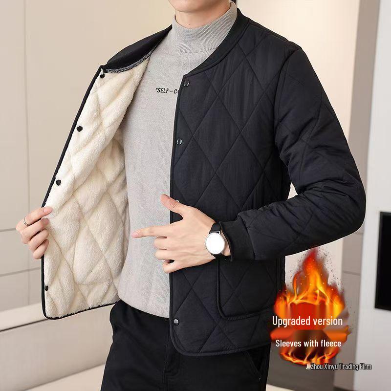 Men's Ultra-Lightweight Cotton Jacket with Stand Collar - Warm, Casual, Versatile Outerwear for Autumn & Winter.