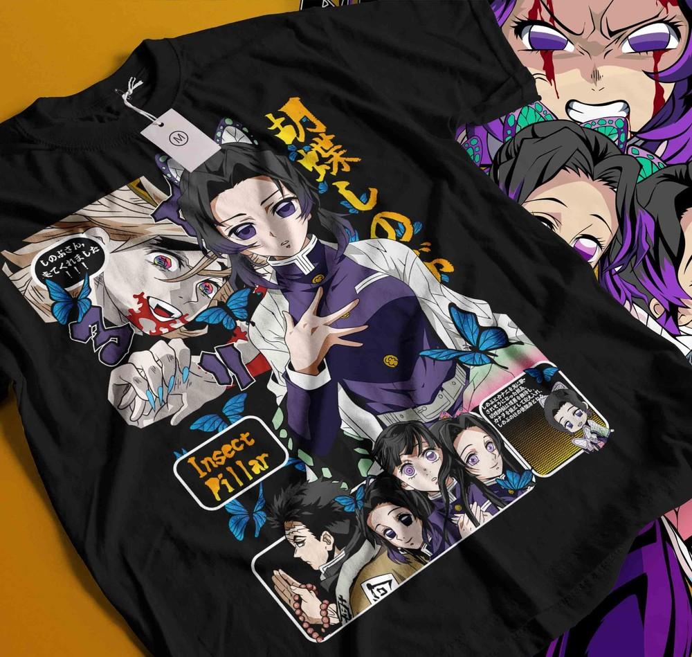

Shinobu Kocho T-Shirt Demon Slayer Kimetsu No Yaiba Design Anime Tee All Size573 S
