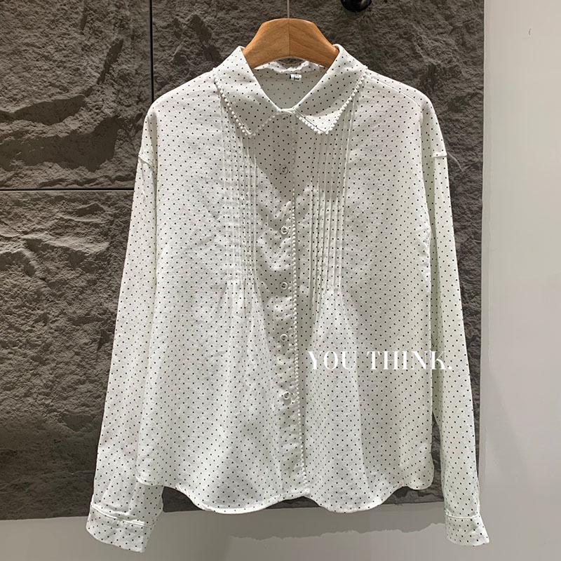 Thirteen Row Winter New Arrivals: Korean Style Pleated Cardigan & Polka Dot Shirt One Size абрикосовый