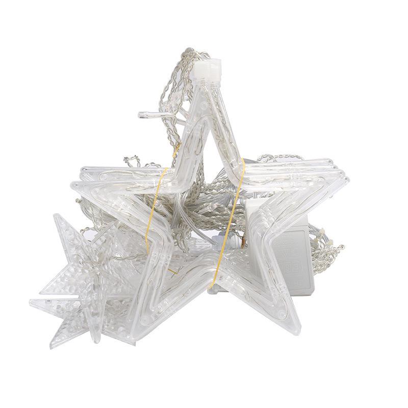 LED Star String Lights: 6 Large & 6 Small Stars for Christmas, Festival Decor, Five-Pointed Curtain Lights for Weddings & Events