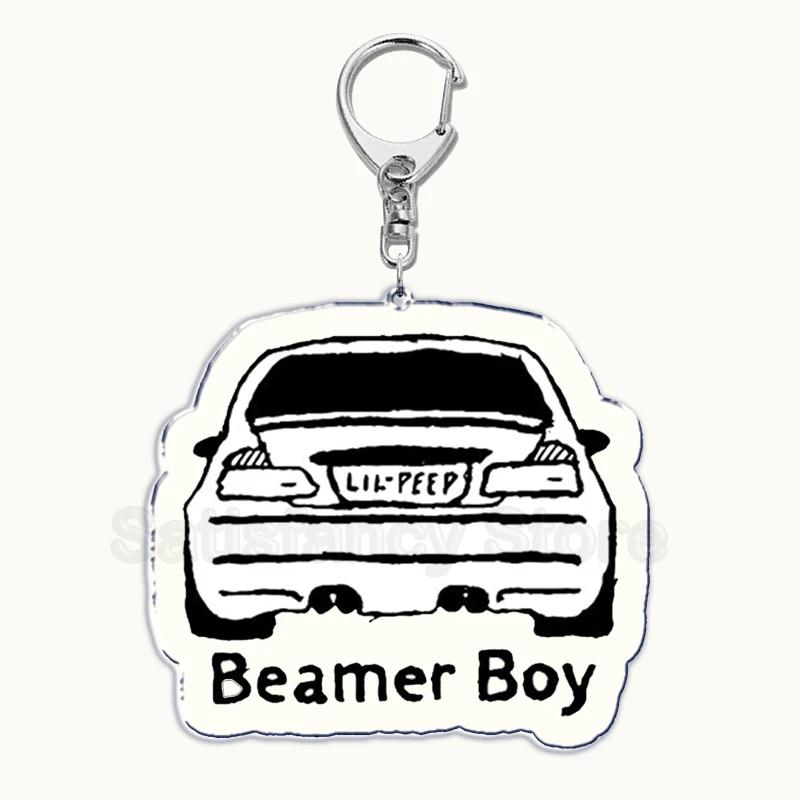 Lil Peep Rapper Acrylic Key Chain Pendant Key Ring Crybaby Hellboy Love Yikes Keychains Keyring for Bag Pendant Jewelry Gifts