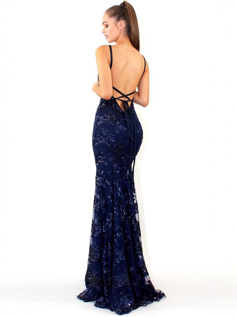 Robe de soirée à bretelles spaghetti, col en V, dos nu, paillettes et lacets, pour femmes européennes et américaines, 2025
