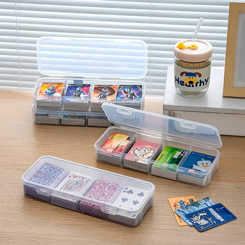 Desktop Storage Case With Lid 4 Grids Plastic Organizer Holder For Playing Cards Business Cards Home Office Supplies