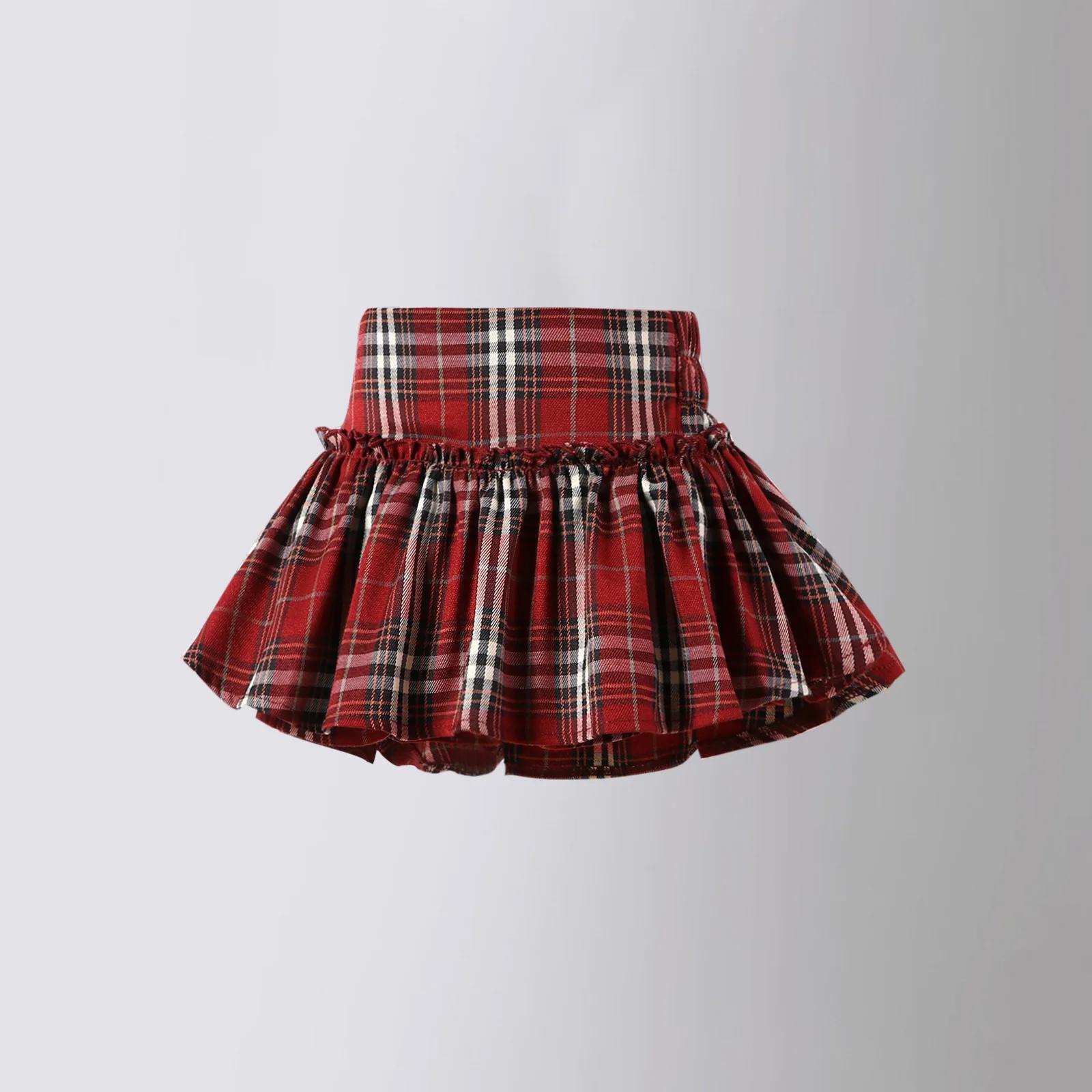 

Многослойная юбка для девочек-подростков, короткая юбка-пачка, клетчатая юбка в студенческом стиле с высокой талией, летняя тонкая универсальная танцевальная юбка для детей 2–12 лет 140cm