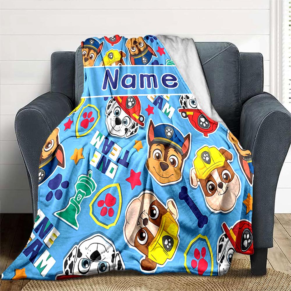 Customiz Name Personality Paw Patrol Blanket Soft &Warm Sofa Office Bed Travel Lunch Break Blanket, Gift Suitable All Seasons