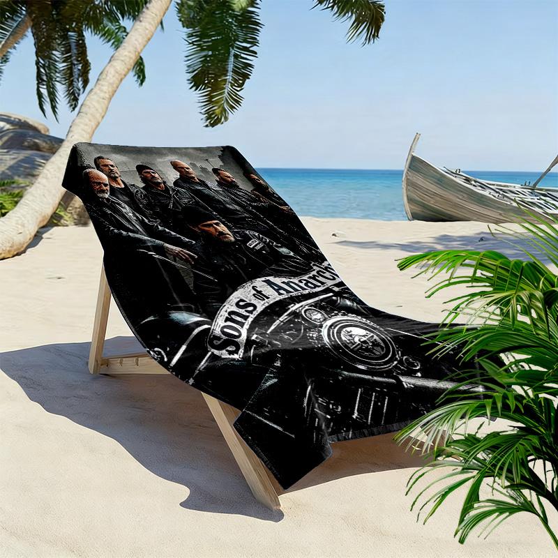 Sons Anarchy: Brotherhood Rebellion Beach Towel Soft Portable for Travel Seaside Outdoor Pool Towel Absorbent Bath Towel Fashion