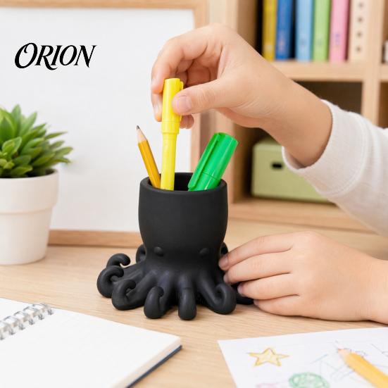 Ocean Style Decor 3D Printed Pen Holder, Octopus Shape Pencil Cup, Cute Paintbrush Holder Animal Desktop Organizer for Home Office Accessory