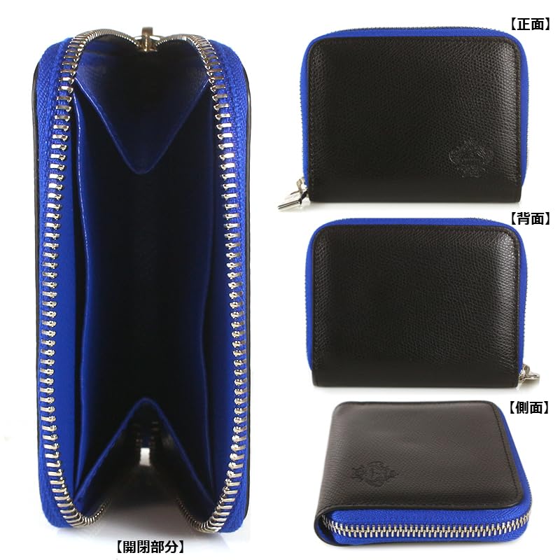Orobianco's Japan-first round-zip smart wallet, made of genuine leather for men and women. Made in Italy. A simple, stylish gift from JHOMOT (Black