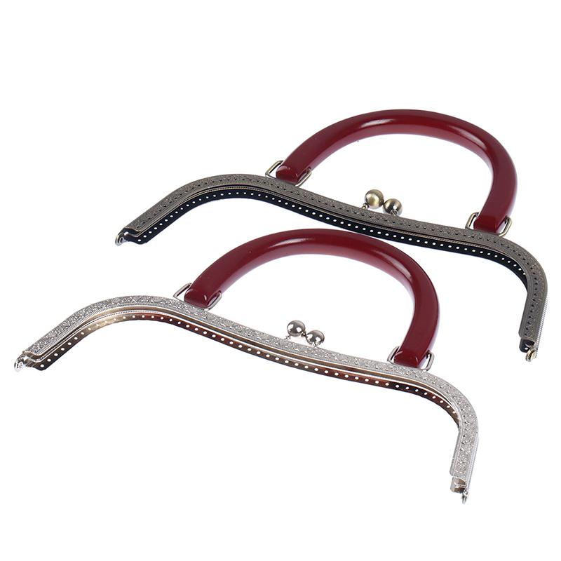27 cm Trä Metallram Kisslås För Handväska Plånbok Tillbehör DIY Handgjord