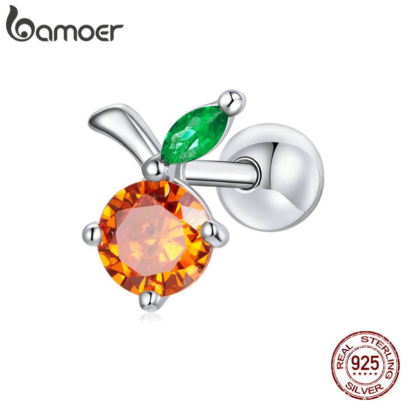 

BAMOER Цельне виріб Літні фрукти Морозиво Напої Сережки-гвоздики для жінок Сережки для пірсингу Ювелірні вироби зі срібла 925 проби E