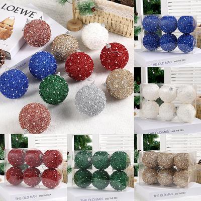 6Pcs 8cm Christmas Ball Ornaments Glitter Xmas Balls Tree Hanging Decor For Holiday Wedding Party Supplies New Year Gift Navidad