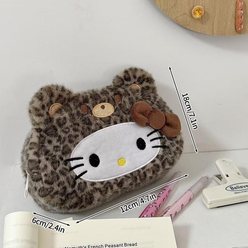 Hello Kitty Pencil Case Large Capacity Plush Pen Holder Hello Kitty Storage Bag Makeup Bag Cosmetics Pouch Desk Organizer Bag