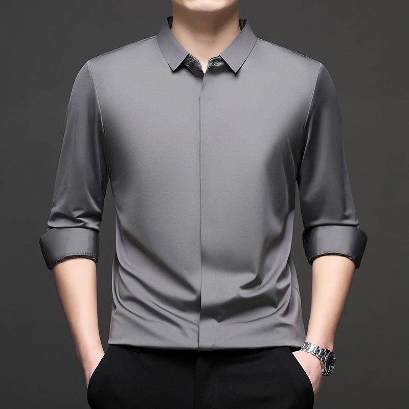 Middle-Aged & Young Men's Shirt Autumn Long Sleeve Lapel Collar Fashion Casual