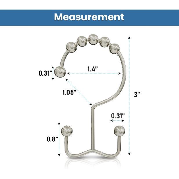 Utopia Bedding Double Glide Roller Set of 12 Shower Curtain Hooks, Double Sided Rings, Rust Proof Shower Curtain Rings, Nickel