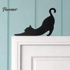 Lustiger Dekorativer Türwinkel Holzschwarz Katze Topper, Minimalistisches Silhouette Rahmen Schild, Stabiler Schnallen Topper Dekor für Wohnzimmer Schlafzimmer & Liebhaber Niedlich