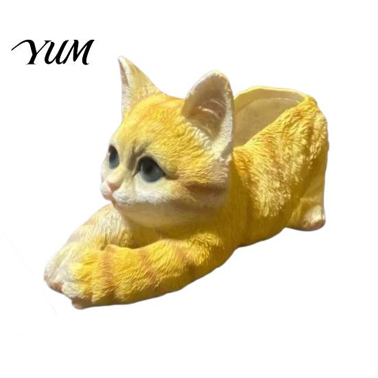 Resin Animal Flower Pot Creative Cat Planter, Cute Lying for Garden Window Sill Plant Holder Yard, Adorable Holder, Indoor Outdoor Home Desk