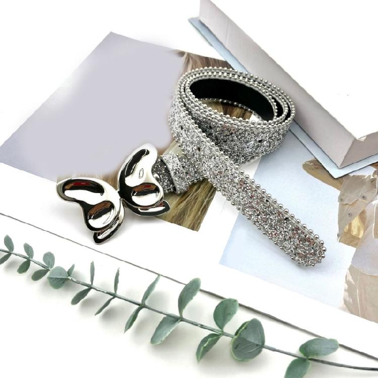 Girl Glittered Waist Belt Street Dance Jeans Belt Decorative Butterfly Belt