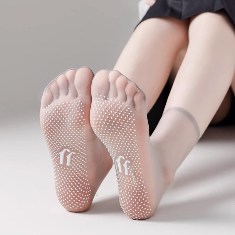 5 pairs of Lunan non-slip see-through stockings, thin summer socks