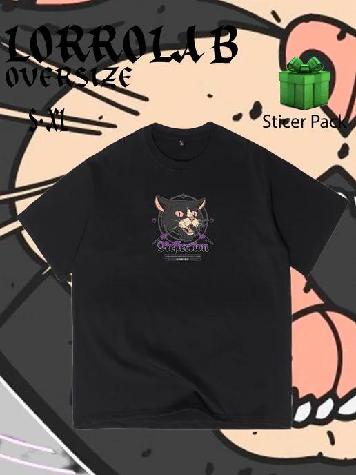 Oversized T-shirt with “ANIME” print on the front XL