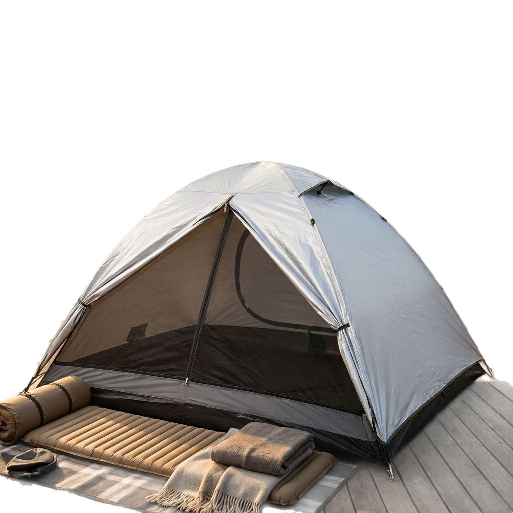 Portable Double-Layer Camping Tent with Sun and Mosquito Protection, Lightweight and Ventilated for Outdoor Adventures