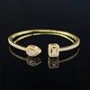 Waterproof Cubic Zirconia Cuff Bracelet Handmade Adjustable Open Bangle  Female Lady Girl