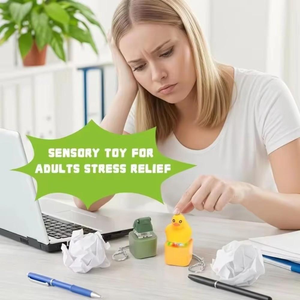 Squeeze Clicking Pressure Relief Toy Croaking Frog Button Press Click Keyring Kids Gift