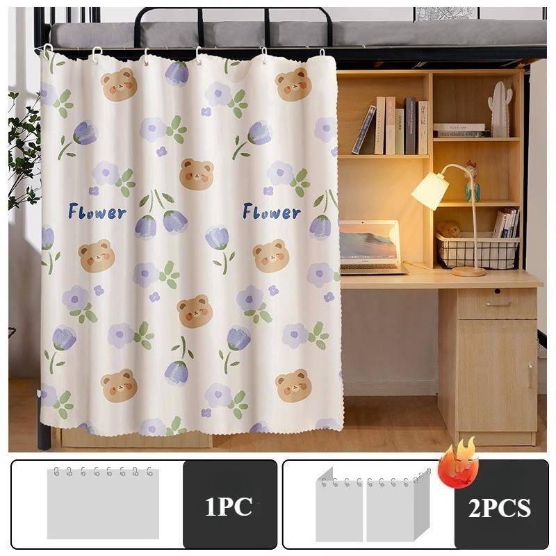 2025 Printed Student Dormitory Beds Curtains Canopy with Rope Clasp College Shade Cloth Mosquito Nets Dustproof 1.15/1.35m High