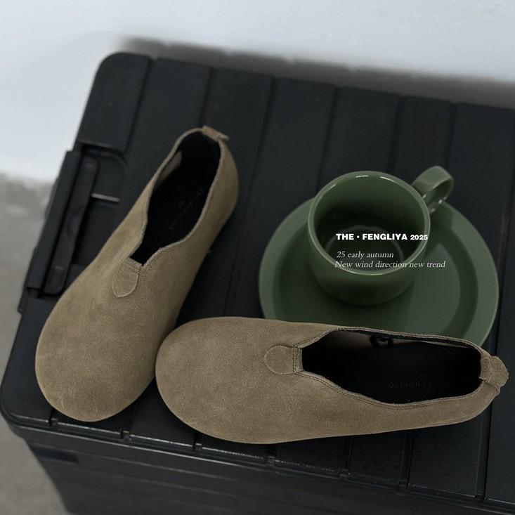 Soft-soled Single Shoes Women's 2025 Autumn New Flat Shoes One-pedal Grandma Shoes Women's Versatile Doudou Shoes