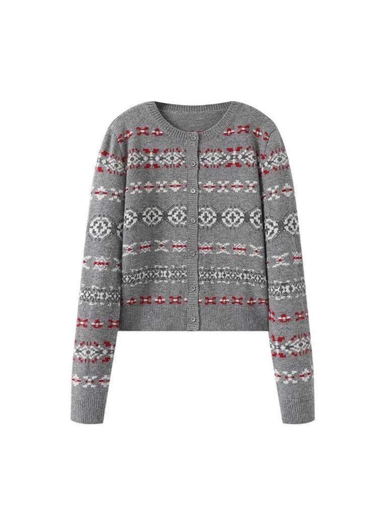 Women's Striped Jacquard Knit Cardigan - Autumn 2026 Design