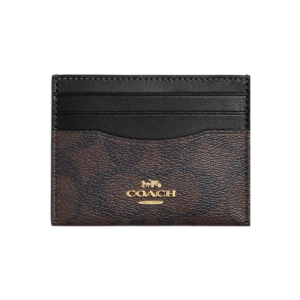 Coach CH415-IMAA8 Slim ID Card Case Signature Canvas Brown Black Basic Set (Bag+Dust Bag)