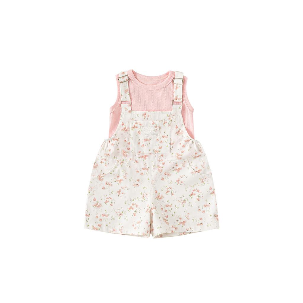 

Girl Childrens Summer Shorts Set With Pink Floral Print And Soft Fabric For Ages 3-8 90CM