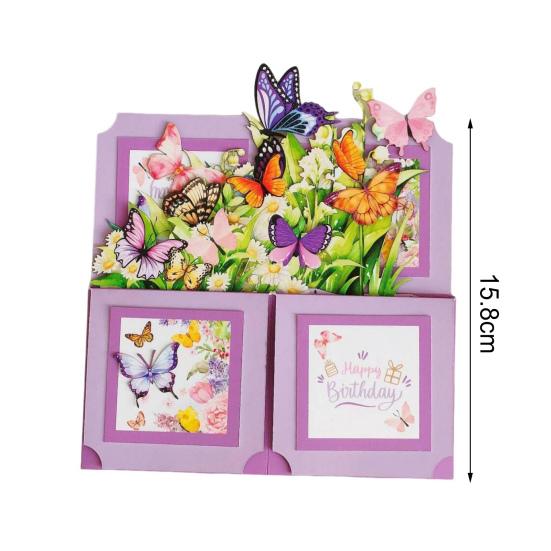 3D Happy Birthday Card Pop-up Butterfly Bouquet Gift Box Birthday Celebration Greeting Card
