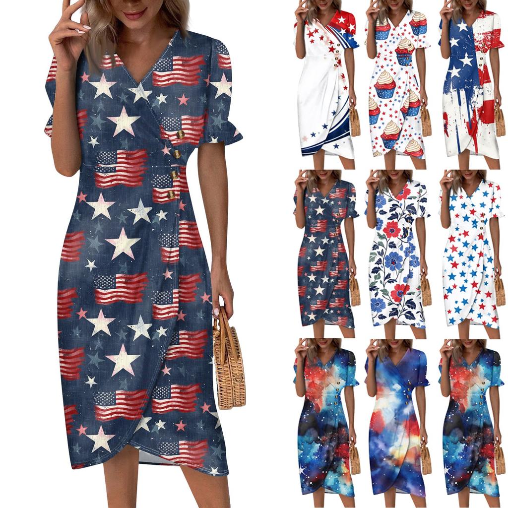 Beach Dresses For Women Spring Summer Elegant Wrap V Neck Floral Boho Dress Flowy Ruched Hawaiian Maxi Dress