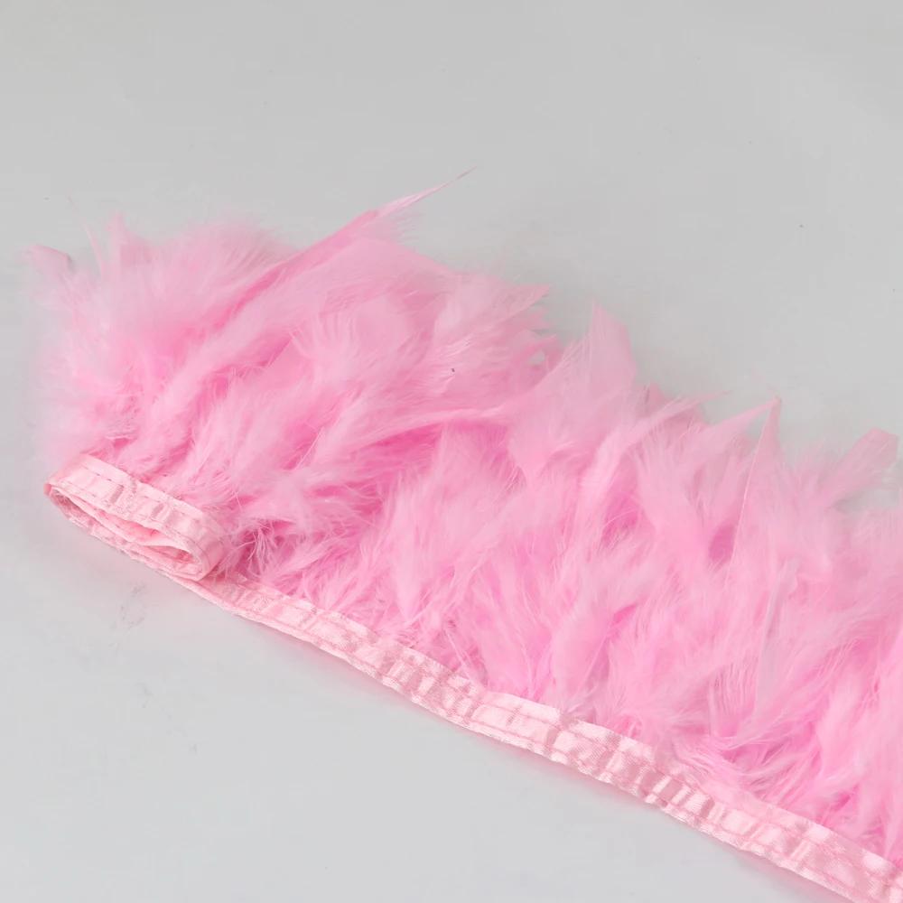 1Meters Natural Turkey Feathers Trim Height 10-15Cm Wedding Clothing Dress Decoration Diy Feather Ribbon Sewing Crafts