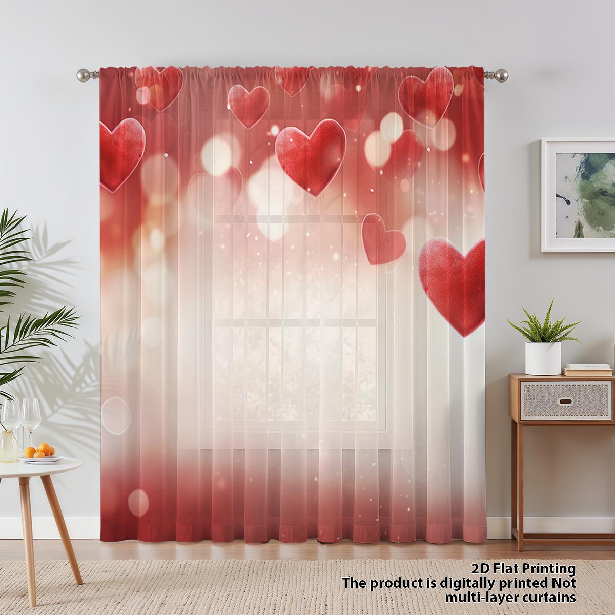 

Single Panel Dreamy Valentine Day Window Curtain Rod Living Room Bedroom Atmosphere Decoration Polyester Perfect For Great W100*H70(CM)-Hooks&1PCS