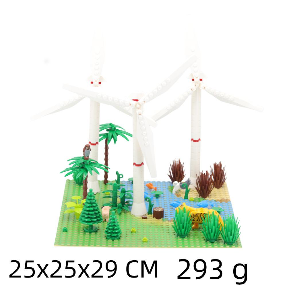 Wind Turbine Small Particle Assembly Building Model Windmill Garden Scene Decoration Diy Building Block