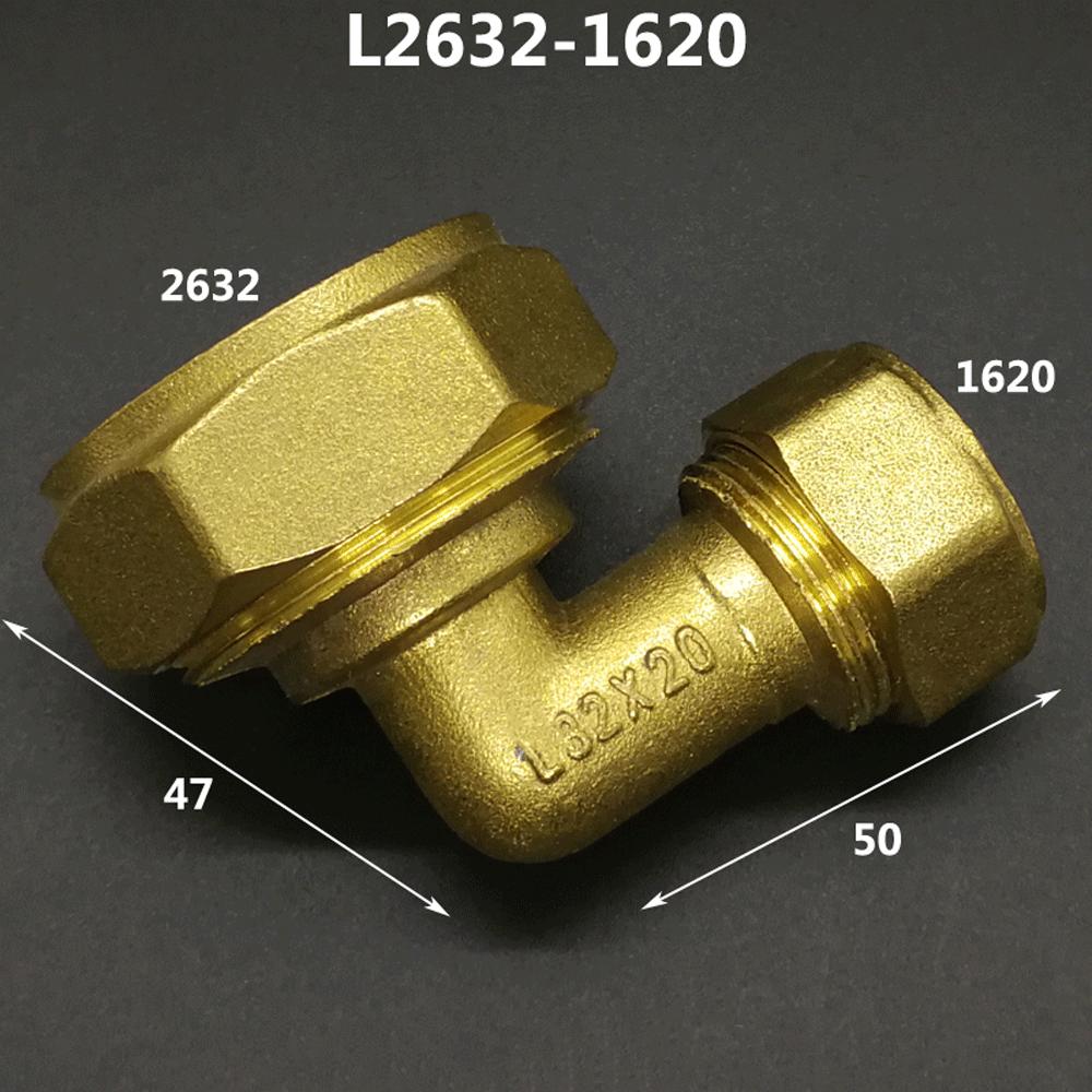 Brass Compression Elbow Pex 1216/1418/1620/2026/2632 Pipe Fitting Aluminum Plastic Pipe Fittings for Floor Heating