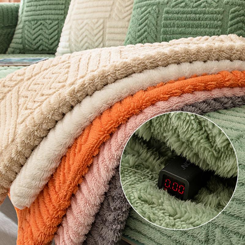 Thicken Plush Sofa Cover Stripe Sofa Cushion for Living Room Decor Winter Armchair Towel Furniture Allsize Seat Cover Slipcover