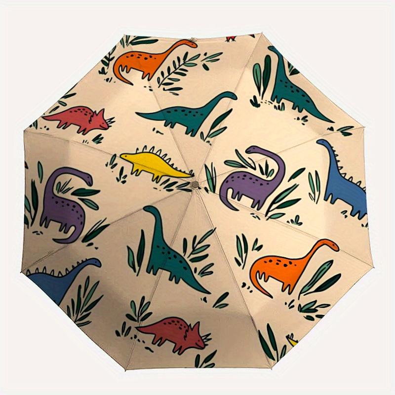 1pc Dino Pattern Automatic Open/Close Umbrella with One Touch Button,, Windproof Design   Lightweight Portable Umbrella for Women & Men6107