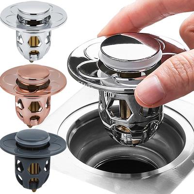 Modern Metal Pop-Up Drain Stopper with Hair Catcher and Basin Filter for Shower, Sink, and Bathtub
