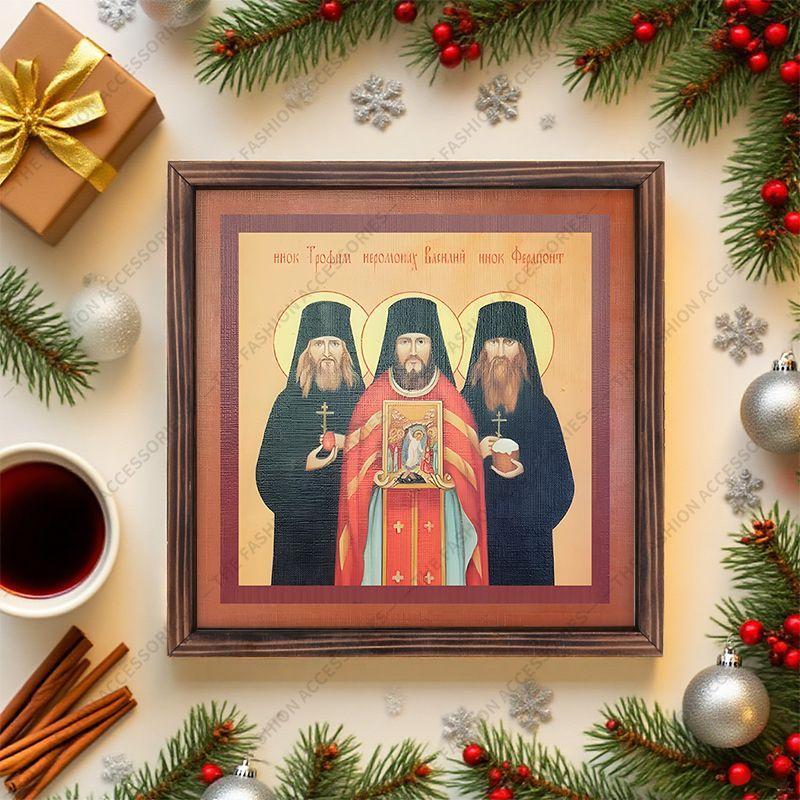 Decorative Painting of Orthodox icons,Consecrated Icon "Optina New Martyrs",Photo Frame painting,Christian Wall Art,20cm*20cm,Spiritual Decor Gift