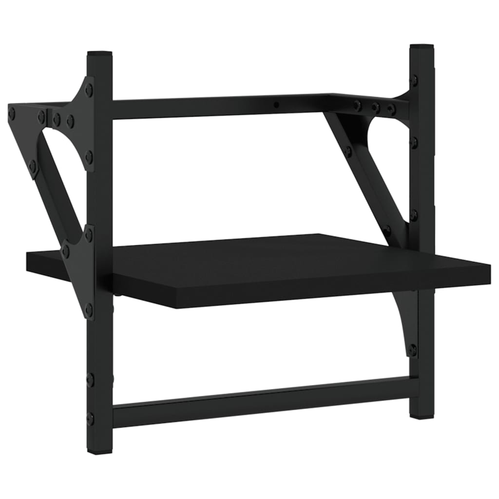 Wall Shelves with Rods 2 pcs Black 30 x 25 x 30 cm