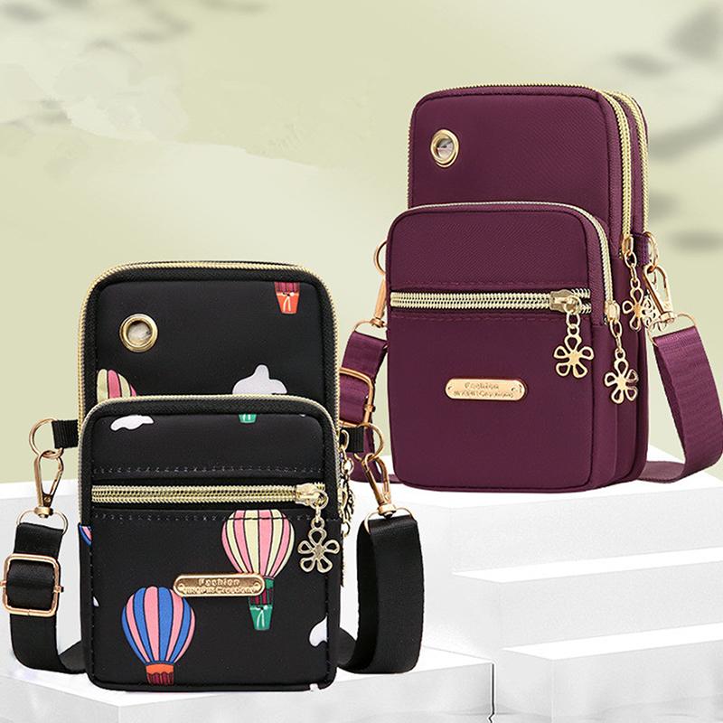 Mobile Phone Crossbody Bags For Women Fashion Women Shoulder Bag Cell Phone Pouch Coin Bag 3 Layer Wallet With Headphone Plug