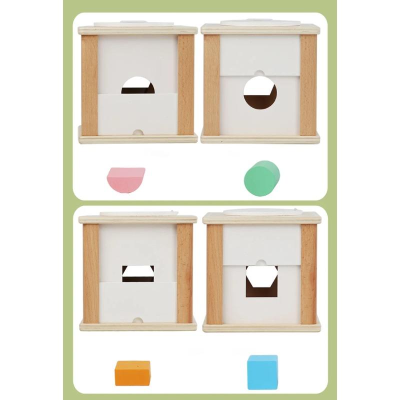 Montessori Intelligence Matching Box Geometric Shapes 3D Puzzle Early Education Three-Dimensional Wooden Paired Building Block