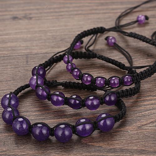 Burst Hand-Woven Amethyst Round Bead Shambhala Bracelet Bracelet