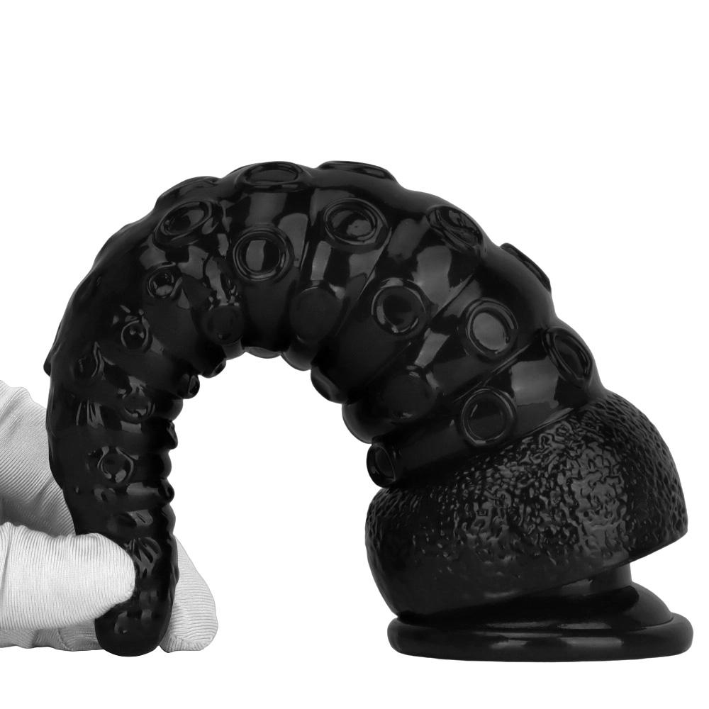 Black PVC Dildo Penis with Suction Cup Butt Plug Fisting Sex Toy Strap On Cock Big Dick Realistic Cock