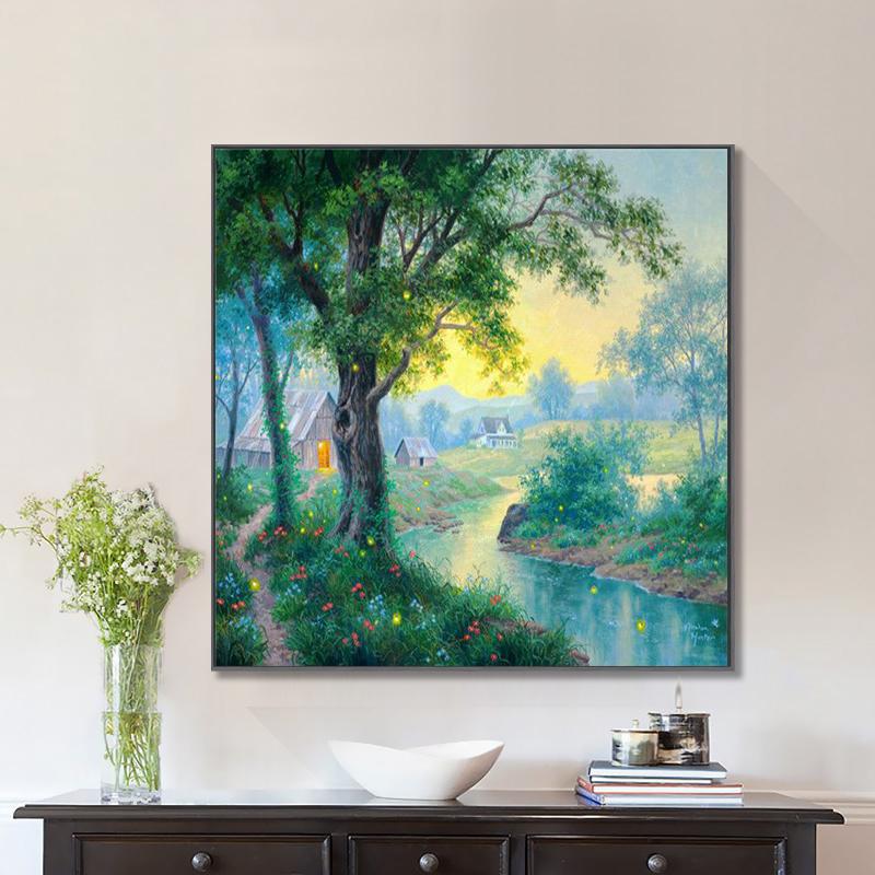 RUOPOTY Oil Painting By Numbers Lake Landscape Handpainted Unique Gift Pictures By Numbers Pavilion Spring For Adults Home Decor