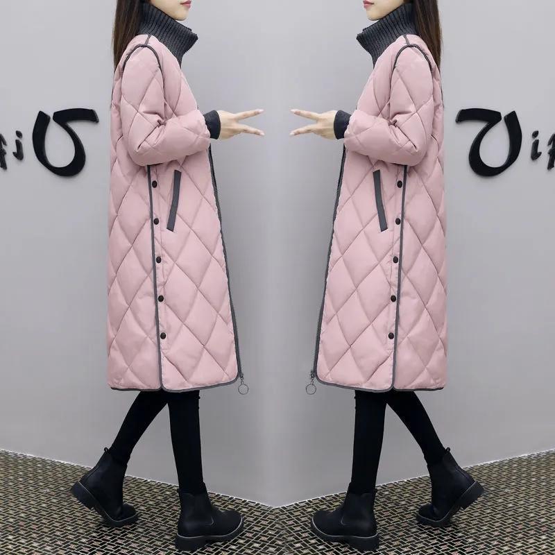 Women's Over-the-knee Jackets, Women's Down Jackets, Mid-length, Large-size Loose and Thick Cotton Jackets